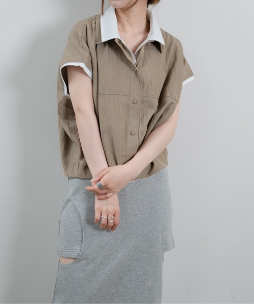 hwyl(ヒュイル)の「レイヤードライクシャツ(シャツ/ブラウス・レディース・ブラウン/ベージュ・FREE)」の5枚目の写真