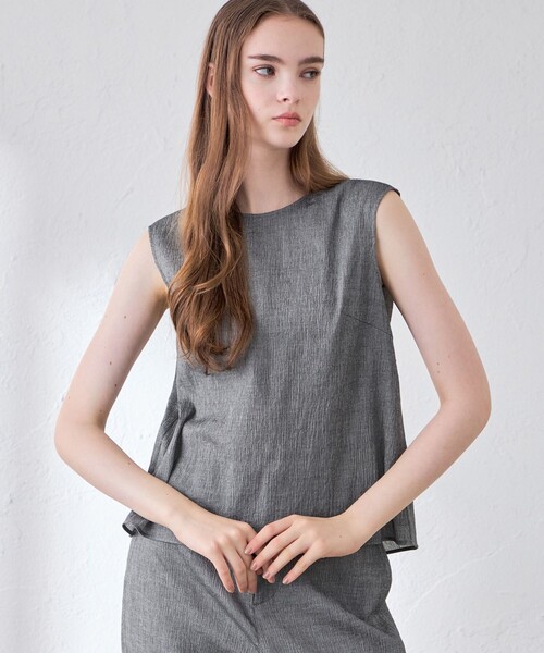 MACKINTOSH LONDON(マッキントッシュ ロンドン)の「リンクルコットンブラウス(シャツ/ブラウス・レディース・チャコールグレー/ブラック・38)」の2枚目の写真