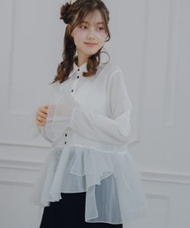 オーガンジーフリルドッキングシャツ
