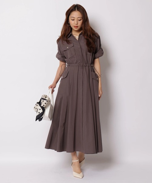 JUSGLITTY(ジャスグリッティー)の「ロールアップシャツワンピース(ワンピース・レディース・ブラウン系その他・2/1/0)」の5枚目の写真