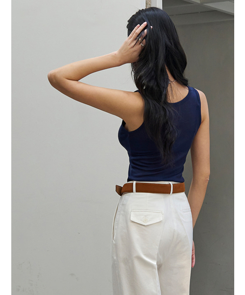 MORVE13(モルブ13)の「オールデイテンセルスリーブレス(バイオレット)(Tシャツ/カットソー・レディース・アイボリー/ミント/ライトグレー/レッド/バイオレット/ブラック/ネイビー/バーガンディー・FREE)」の10枚目の写真