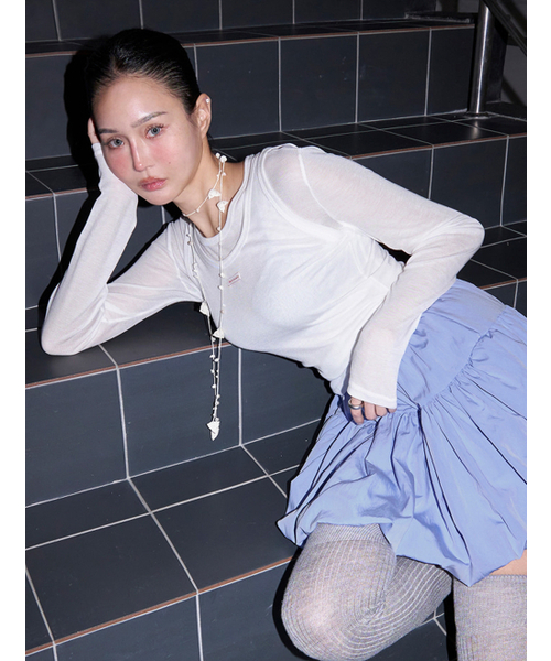 MORVE13(モルブ13)の「オールデイテンセルスリーブレス(バイオレット)(Tシャツ/カットソー・レディース・アイボリー/ミント/ライトグレー/レッド/バイオレット/ブラック/ネイビー/バーガンディー・FREE)」の13枚目の写真