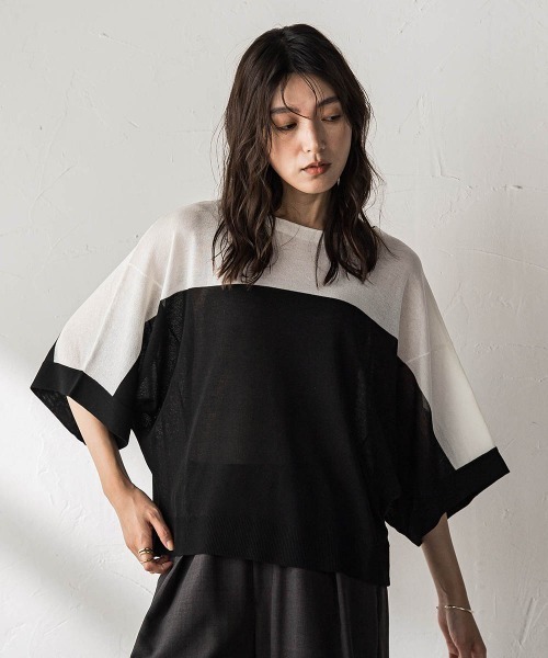 MAYSON GREY（メイソングレイ）の「パネルドルマンニットプルオーバー（ニット/セーター・レディース・ブラック系その他/ベージュ・M）」の10枚目の写真