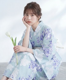 Blue stitch 弦巻 柄 浴衣 仕立上り浴衣 菊柄黒 プチサイズ トール