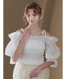 etre loin（エトルワン）の「Sheer jacquard off shoulder blouse / シアージャガードオフショルブラウス（シャツ/ブラウス）」