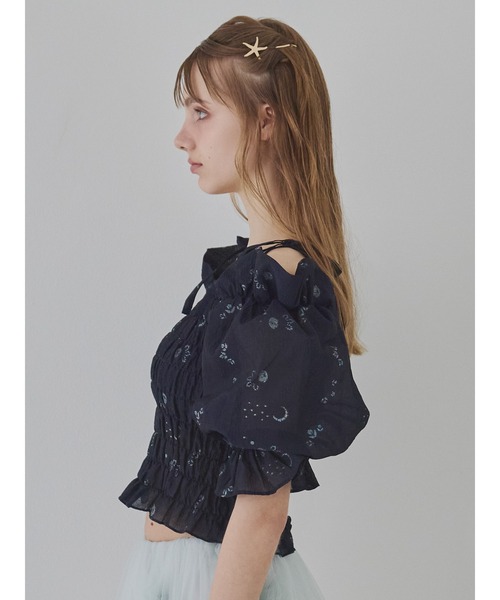 etre loin(エトルワン)の「Sheer jacquard off shoulder blouse / シアージャガードオフショルブラウス(シャツ/ブラウス・レディース・ピンク/ホワイト/ネイビー・M)」の14枚目の写真
