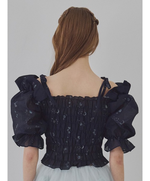 etre loin(エトルワン)の「Sheer jacquard off shoulder blouse / シアージャガードオフショルブラウス(シャツ/ブラウス・レディース・ピンク/ホワイト/ネイビー・M)」の15枚目の写真