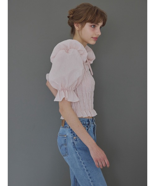etre loin(エトルワン)の「Sheer jacquard off shoulder blouse / シアージャガードオフショルブラウス(シャツ/ブラウス・レディース・ピンク/ホワイト/ネイビー・M)」の22枚目の写真