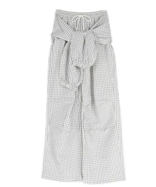 :ETHROF(イーサオブ)の「2WAY WAIST-WRAP SOCCER CHECK PANTS(その他パンツ・レディース・グレー/アイボリー・MEDIUM)」の3枚目の写真