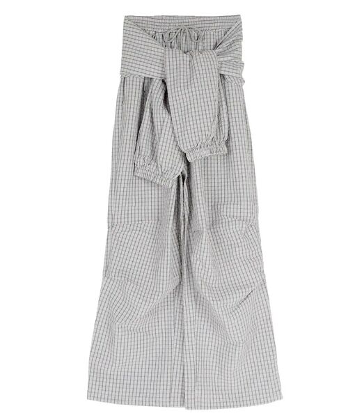 :ETHROF(イーサオブ)の「2WAY WAIST-WRAP SOCCER CHECK PANTS(その他パンツ・レディース・グレー/アイボリー・MEDIUM)」の5枚目の写真