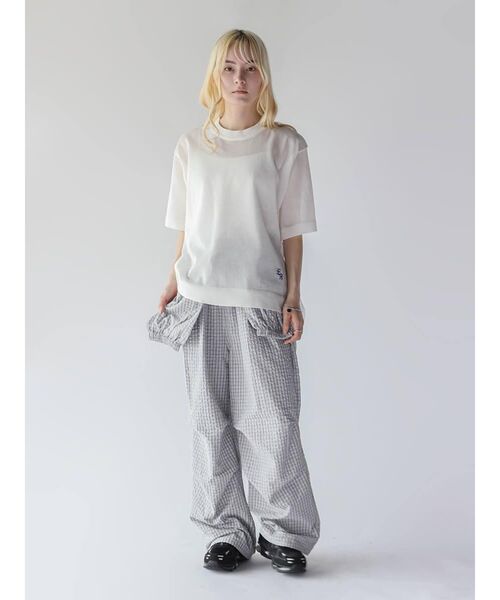 :ETHROF(イーサオブ)の「2WAY WAIST-WRAP SOCCER CHECK PANTS(その他パンツ・レディース・グレー/アイボリー・MEDIUM)」の22枚目の写真