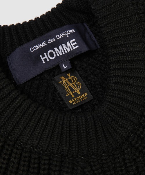 COMME des GARCONS HOMME（コム デ ギャルソン・オム）の「BATONER W-NAME WOOL CREW NECK KNIT（ニット/セーター・メンズ・ブラック/ネイビー・S/M/L/XL）」の9枚目の写真