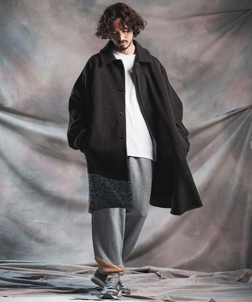 ANGENEHM(アンゲネーム)の「mp15295-Cardboard Knit Jacquard-Blocked Joggers ジョガーパンツ(AG07-020acg)(スウェットパンツ・メンズ・ブラック/ミックスグレー・M/L/S)」の10枚目の写真