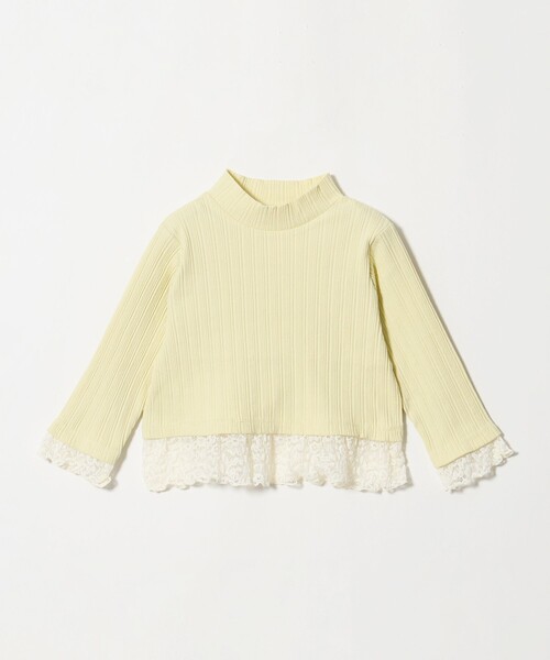 green label relaxing(グリーンレーベルリラクシング)の「チュール レース コンビ プルオーバー / キッズ 100cm-130cm(ニット/セーター・キッズ・グレー系/ライム・110cm/100cm/120cm/130cm)」の1枚目の写真