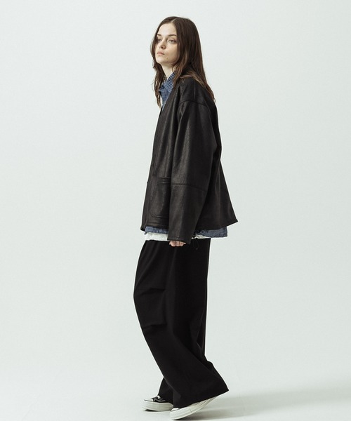 SLICK(スリック)の「【SLICK/スリック】Double Cloth Synthetic Leather Cardigan/ダブルクロス シンセティックレザーカーディガン(カーディガン/ボレロ・メンズ・ブラウン/ブラック・1/3/2)」の20枚目の写真