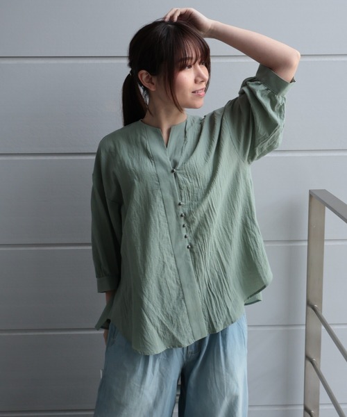 etre relie(エトレリー)の「東炊きローン羽織り(シャツ/ブラウス・レディース・グレー/ミント/オフホワイト/ネイビー・MEDIUM)」の20枚目の写真