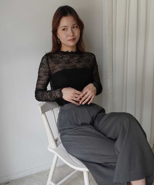 CORNERS(コーナーズ)の「レースプチハイネックトップス(Tシャツ/カットソー・レディース・ブラック/ブラウン/レッド/アイボリー・M)」の16枚目の写真
