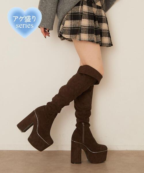 ESPERANZA（エスペランサ）の「【アゲ盛り／14cm】アゲ盛りマルチWAYニーハイブーツ（ブーツ・レディース・ブラウン系1/ブラック系・S/M/L/LL）」の3枚目の写真
