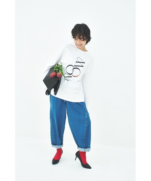 MUUNAA(ムウナ)の「ハイストレッチデニムカーブイージーパンツ(デニムパンツ・レディース・ネイビー・F)」の4枚目の写真