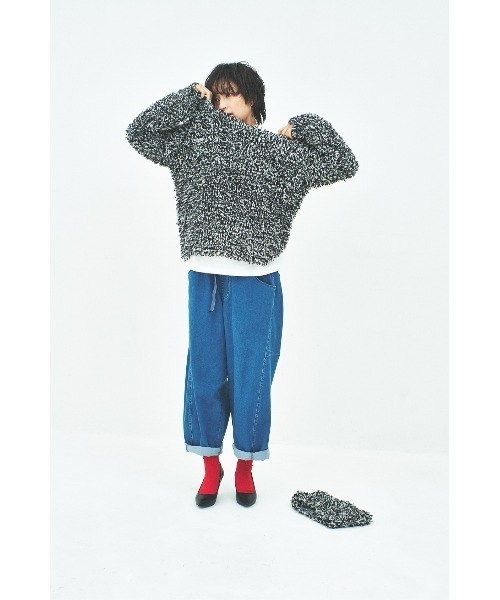 MUUNAA(ムウナ)の「ハイストレッチデニムカーブイージーパンツ(デニムパンツ・レディース・ネイビー・F)」の9枚目の写真