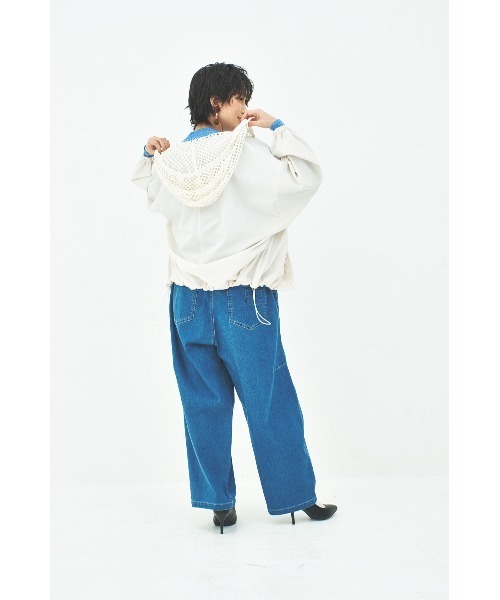 MUUNAA(ムウナ)の「ハイストレッチデニムカーブイージーパンツ(デニムパンツ・レディース・ネイビー・F)」の22枚目の写真