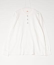 HANES（ヘインズ）の「【Hanes/ヘインズ】メンズ スムース ヘンリーネック ロングスリーブTシャツ（Tシャツ/カットソー）」
