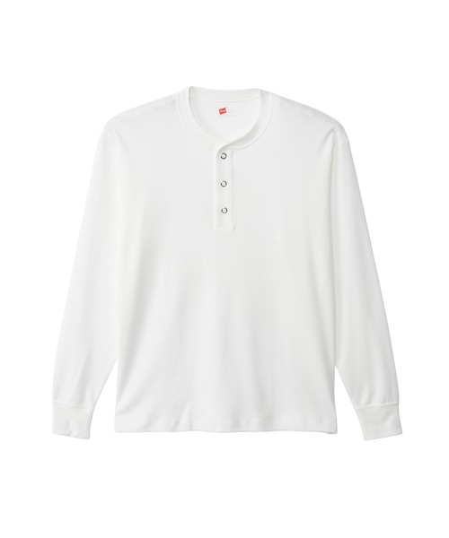 HANES(ヘインズ)の「【Hanes/ヘインズ】メンズ スムース ヘンリーネック ロングスリーブTシャツ(Tシャツ/カットソー・メンズ・ブラック/ホワイト・X-LARGE/LARGE/MEDIUM)」の1枚目の写真