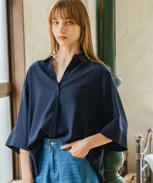 Maison INNESS（メゾンアイネス）の「ドライワッシャードルマンブラウス（吸汗速乾・イージーケア）＜大きいサイズ有＞（シャツ/ブラウス・レディース・オフホワイト/オレンジ/ネイビー・S/L/5L/M/3L/LL/4L）」の10枚目の写真