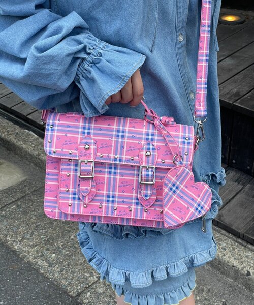 HELLO.SANFRANCISCO(ハローサンフランシスコ)の「【HELLO.SANFRANCISCO】チェックスターロゴサッチェルバッグ(ショルダーバッグ・レディース・ピンク/オレンジ・ONE SIZE)」の3枚目の写真