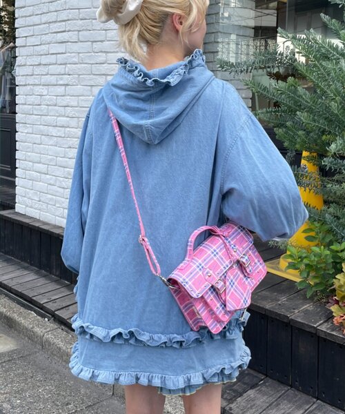 HELLO.SANFRANCISCO(ハローサンフランシスコ)の「【HELLO.SANFRANCISCO】チェックスターロゴサッチェルバッグ(ショルダーバッグ・レディース・ピンク/オレンジ・ONE SIZE)」の6枚目の写真