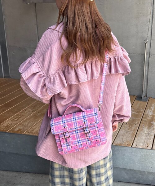 HELLO.SANFRANCISCO(ハローサンフランシスコ)の「【HELLO.SANFRANCISCO】チェックスターロゴサッチェルバッグ(ショルダーバッグ・レディース・ピンク/オレンジ・ONE SIZE)」の7枚目の写真