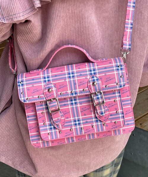HELLO.SANFRANCISCO(ハローサンフランシスコ)の「【HELLO.SANFRANCISCO】チェックスターロゴサッチェルバッグ(ショルダーバッグ・レディース・ピンク/オレンジ・ONE SIZE)」の8枚目の写真