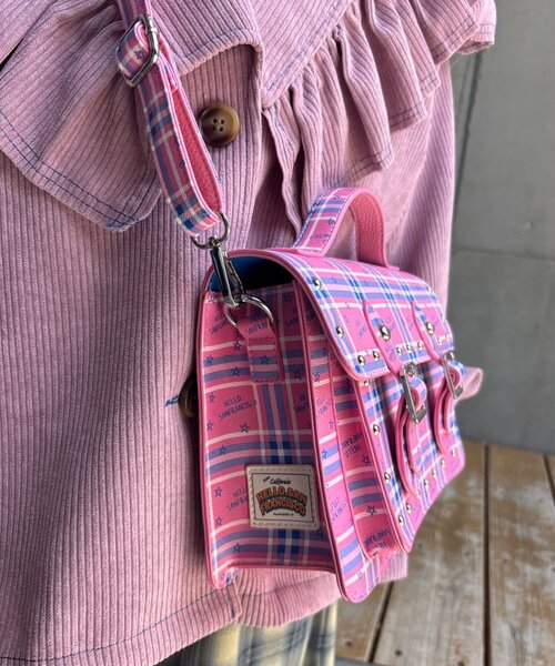 HELLO.SANFRANCISCO(ハローサンフランシスコ)の「【HELLO.SANFRANCISCO】チェックスターロゴサッチェルバッグ(ショルダーバッグ・レディース・ピンク/オレンジ・ONE SIZE)」の9枚目の写真