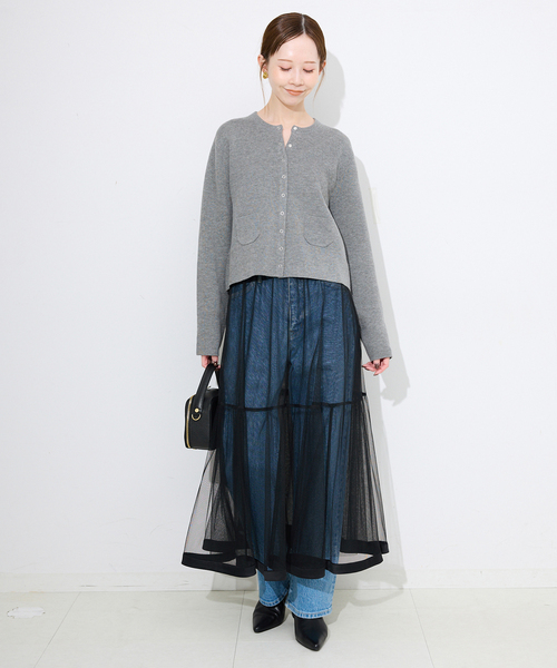 SLOBE IENA(スローブイエナ)の「《WEB限定/追加》チュールギャザースカート(スカート・レディース・グレー/ブラック/ネイビー・FREE)」の18枚目の写真