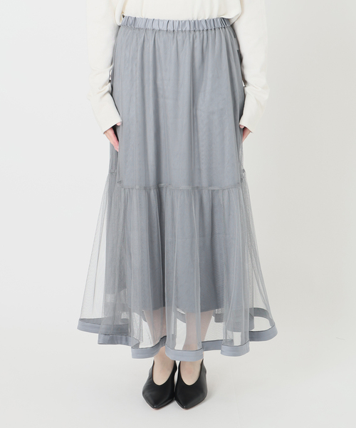 SLOBE IENA(スローブイエナ)の「《WEB限定/追加》チュールギャザースカート(スカート・レディース・グレー/ブラック/ネイビー・FREE)」の12枚目の写真
