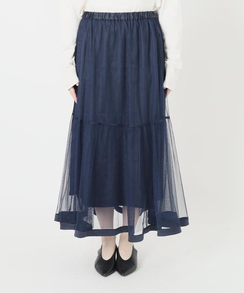 SLOBE IENA(スローブイエナ)の「《WEB限定/追加》チュールギャザースカート(スカート・レディース・グレー/ブラック/ネイビー・FREE)」の14枚目の写真
