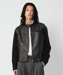 RAGEBLUE | SLEEVE SWITCHING LEATHER RIDERS JACKET/袖切り替えレザーライダースジャケット(ライダースジャケット)