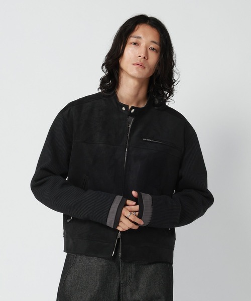 RAGEBLUE(レイジブルー)の「SLEEVE SWITCHING LEATHER RIDERS JACKET/袖切り替えレザーライダースジャケット(ライダースジャケット・メンズ・ブラック/ブラック系その他・MEDIUM/LARGE)」の18枚目の写真