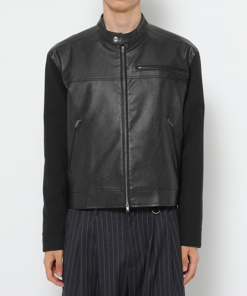 RAGEBLUE(レイジブルー)の「SLEEVE SWITCHING LEATHER RIDERS JACKET/袖切り替えレザーライダースジャケット(ライダースジャケット・メンズ・ブラック/ブラック系その他・MEDIUM/LARGE)」の21枚目の写真