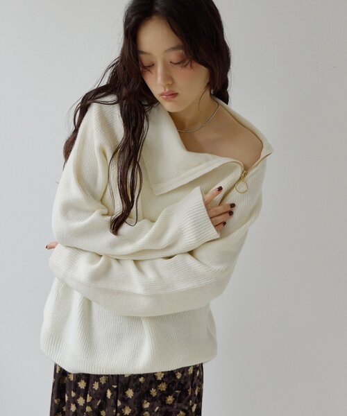 DISCOAT(ディスコート)の「【Noka】ZIP使いニットプルオーバー《WEB限定》(ニット/セーター・レディース・チャコールグレー/ピンク/アイボリー・FREE)」の10枚目の写真