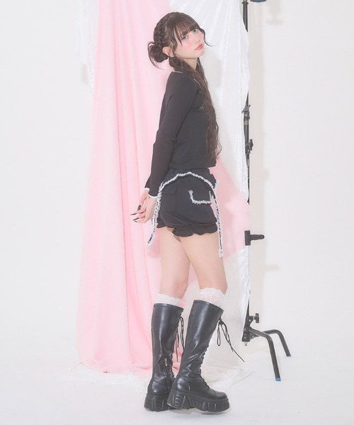 FickleBebe(フィクルベベ)の「フリルガーターバルーンパンツ(その他パンツ・レディース・グレー/ブラック・FREE)」の6枚目の写真