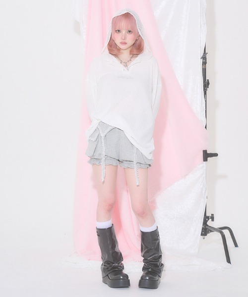 FickleBebe(フィクルベベ)の「フリルガーターバルーンパンツ(その他パンツ・レディース・グレー/ブラック・FREE)」の8枚目の写真