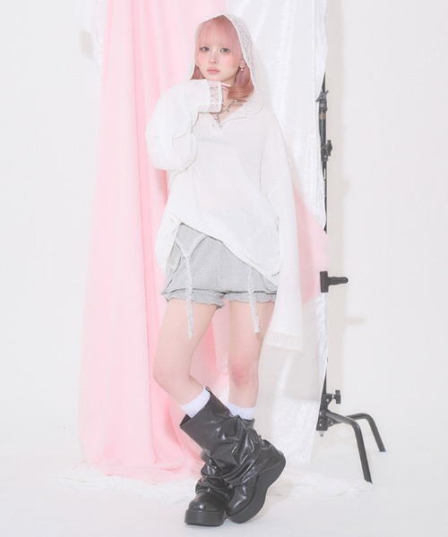 FickleBebe(フィクルベベ)の「フリルガーターバルーンパンツ(その他パンツ・レディース・グレー/ブラック・FREE)」の9枚目の写真
