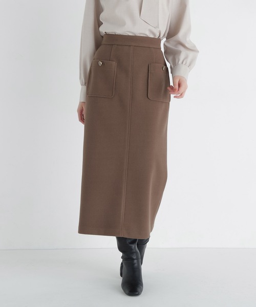 NATURAL BEAUTY BASIC(ナチュラルビューティーベーシック)の「圧縮ジャージーシリーズ ナロースカート(スカート・レディース・ブラウン/チャコールグレー/オフホワイト・LARGE/SMALL/MEDIUM)」の3枚目の写真