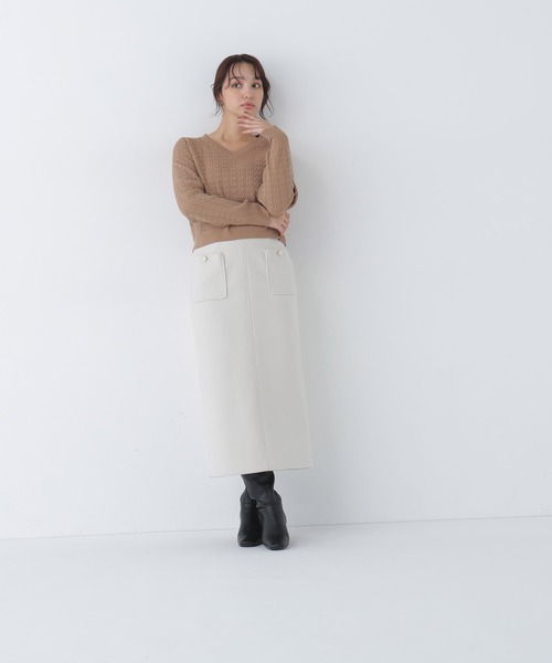 NATURAL BEAUTY BASIC(ナチュラルビューティーベーシック)の「圧縮ジャージーシリーズ ナロースカート(スカート・レディース・ブラウン/チャコールグレー/オフホワイト・LARGE/SMALL/MEDIUM)」の12枚目の写真
