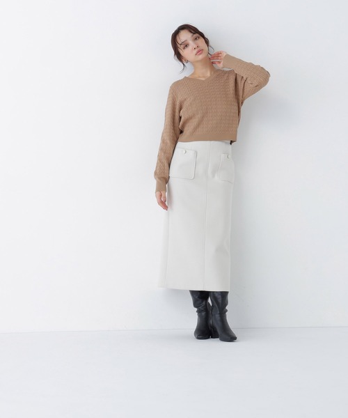 NATURAL BEAUTY BASIC(ナチュラルビューティーベーシック)の「圧縮ジャージーシリーズ ナロースカート(スカート・レディース・ブラウン/チャコールグレー/オフホワイト・LARGE/SMALL/MEDIUM)」の18枚目の写真