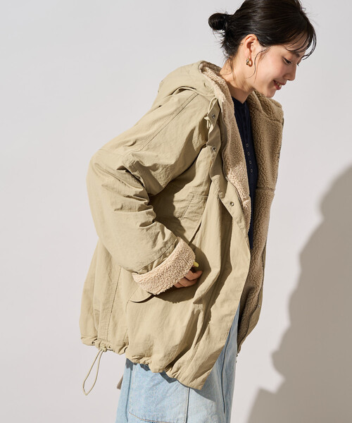 FREAK'S STORE（フリークスストア）の「限定展開　FREAK'S STORE OUTDOORS ボア リバーシブル フーディー（その他アウター・レディース・ネイビー/ベージュ/ブラック/オリーブ/チャコール・ﾌﾘ-）」の3枚目の写真