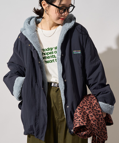FREAK'S STORE（フリークスストア）の「限定展開　FREAK'S STORE OUTDOORS ボア リバーシブル フーディー（その他アウター・レディース・ネイビー/ベージュ/ブラック/オリーブ/チャコール・ﾌﾘ-）」の5枚目の写真