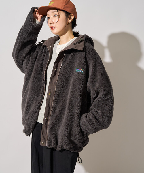 FREAK'S STORE（フリークスストア）の「限定展開　FREAK'S STORE OUTDOORS ボア リバーシブル フーディー（その他アウター・レディース・ネイビー/ベージュ/ブラック/オリーブ/チャコール・ﾌﾘ-）」の2枚目の写真