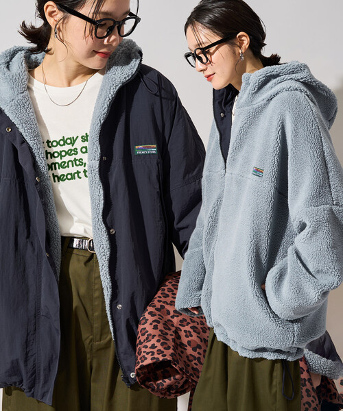 FREAK'S STORE（フリークスストア）の「限定展開　FREAK'S STORE OUTDOORS ボア リバーシブル フーディー（その他アウター・レディース・ネイビー/ベージュ/ブラック/オリーブ/チャコール・ﾌﾘ-）」の7枚目の写真